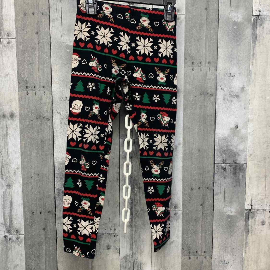 Size 7/8 Black Print Holiday Brands Leggings