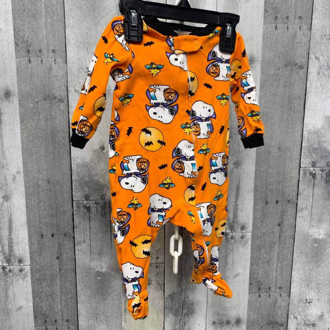 Size 3-6 Months Orange Print Peanuts Footy PJs