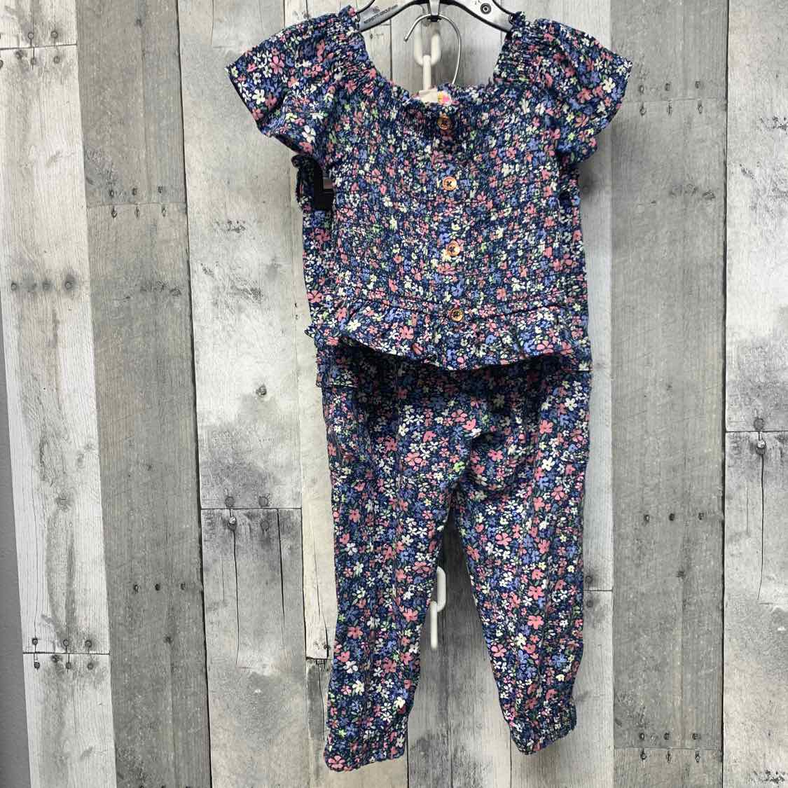 Size 24 Months Navy Floral B Brand Shirt/Pants - OodlesCB