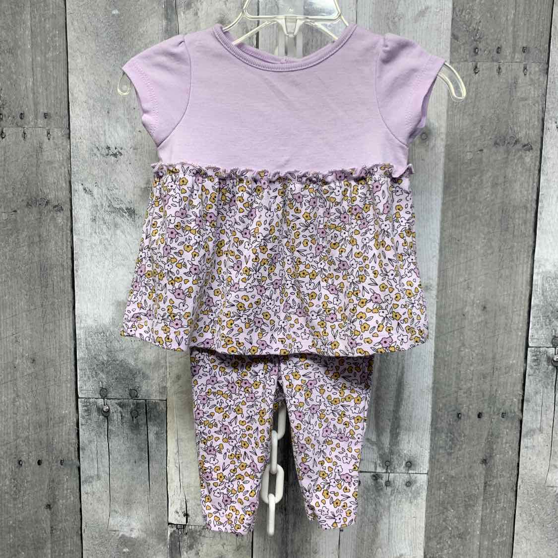 Size 0-3 Months Purple Floral Print Child of Mine Shirt/Pants