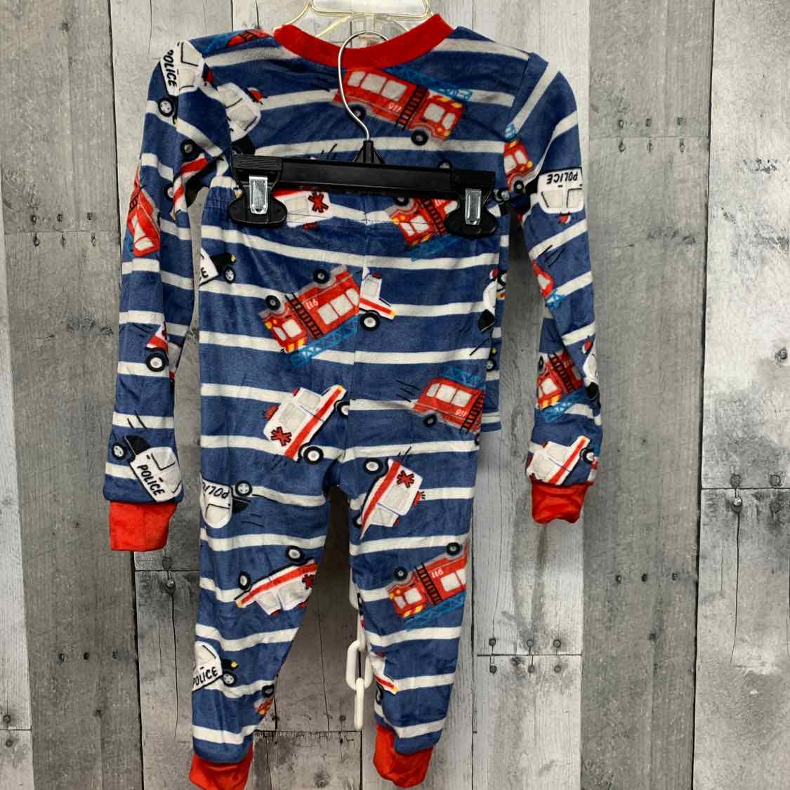 Size 2T Navy Striped Mon Petit 2pc PJs