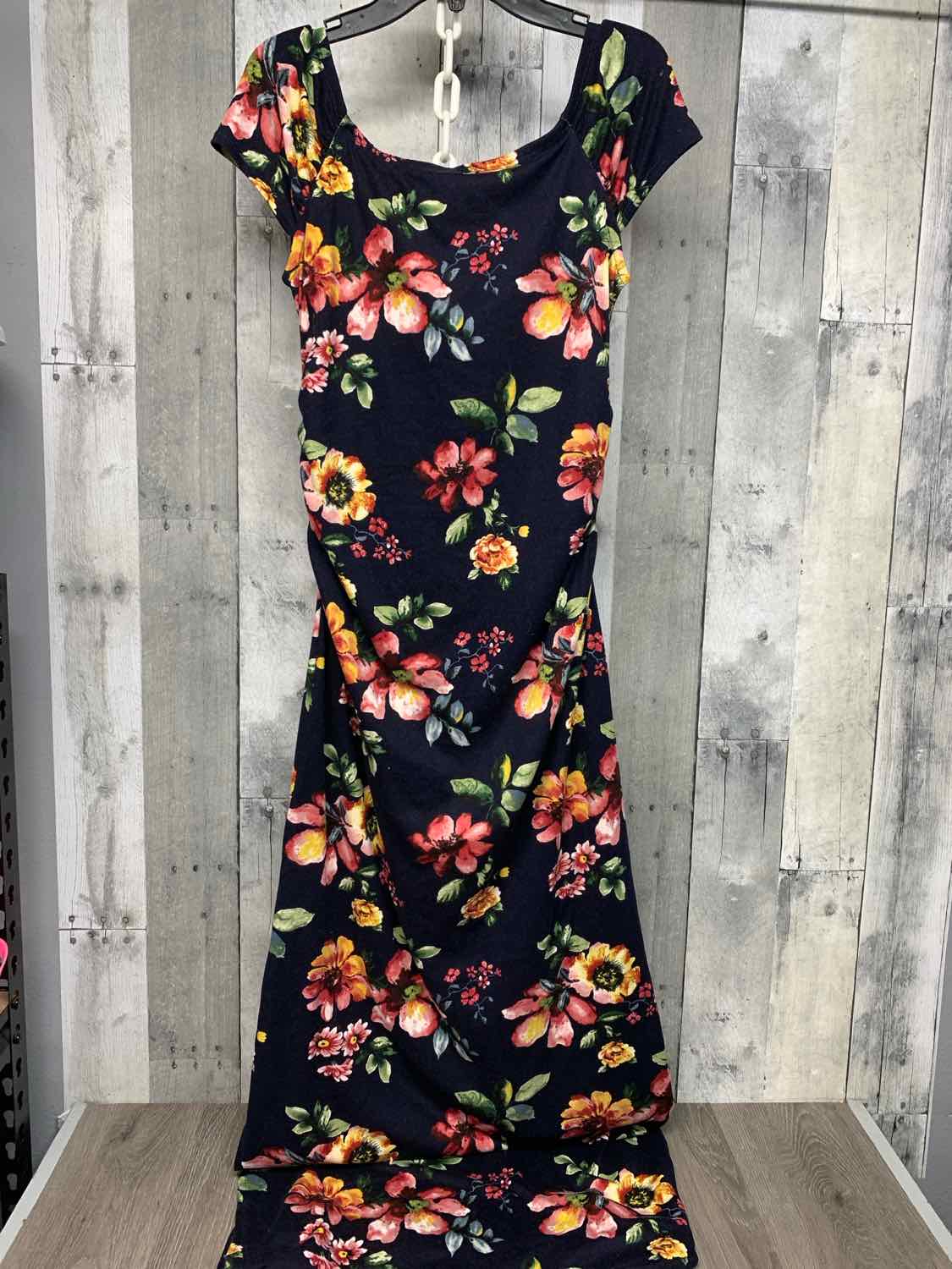 Size S Navy Floral Mid Brand Dress - Sleeveless