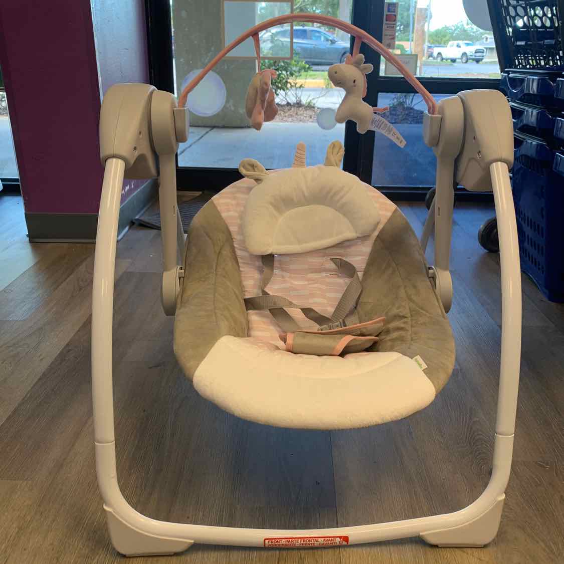 Ingenuity Gray/Pink Unicorn Travel Swing