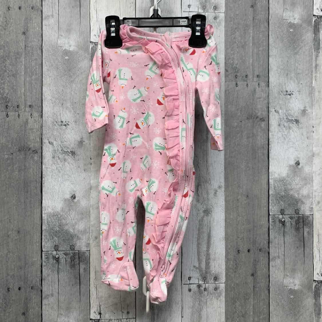 Size 6 Months Pink Graphic Baby Essentials Footy PJs