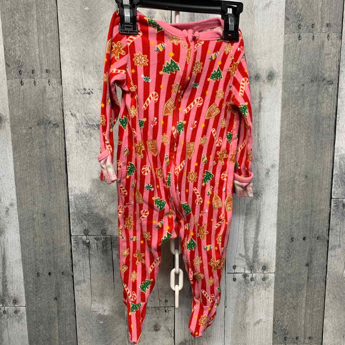 Size 6-9 Months Pink/Red Old Navy Footy PJs