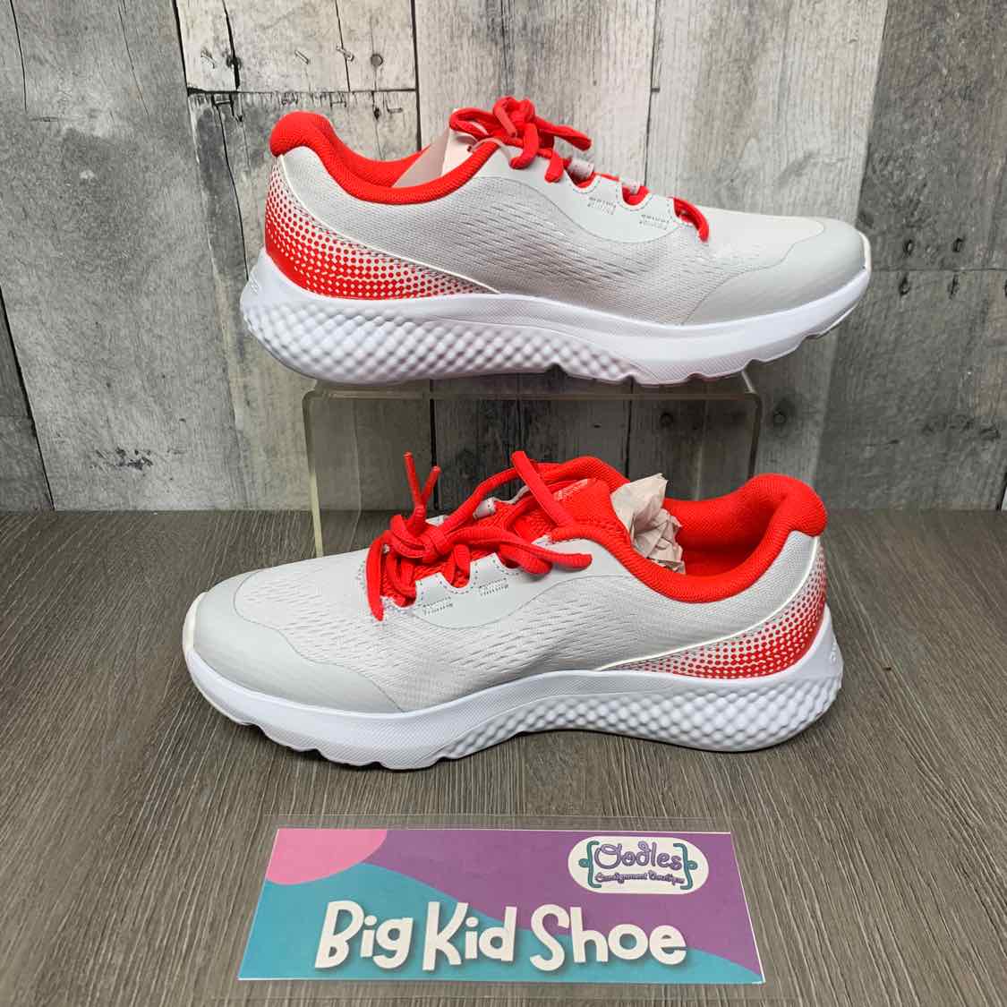 Size 4.5 White/Red Sport Brand Sneakers