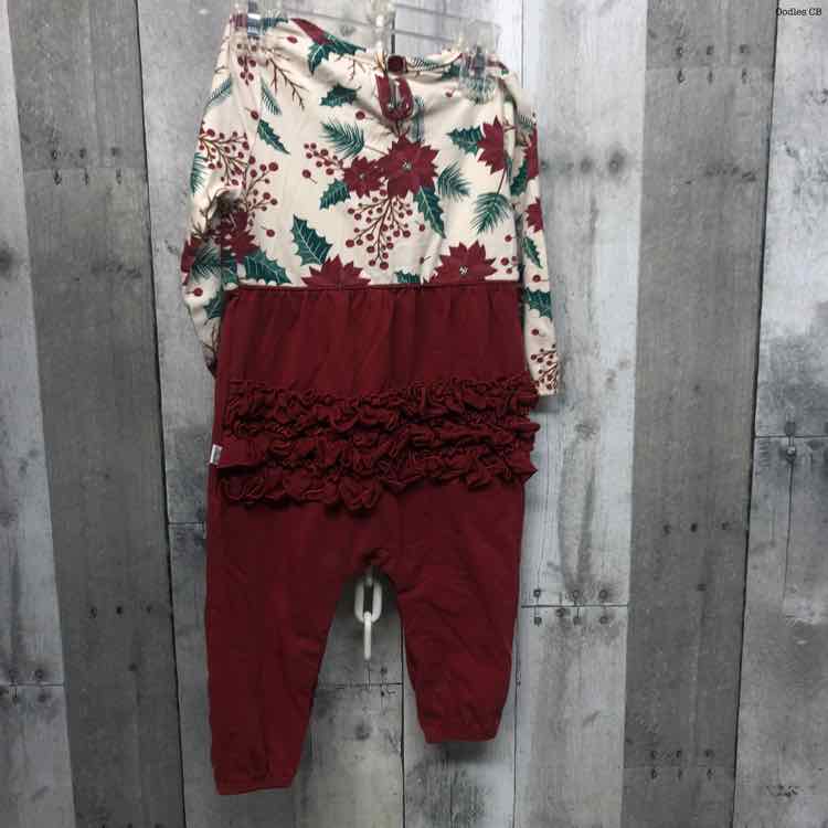 Size 12-18 Months Burgundy/White Ruffle Butts Romper