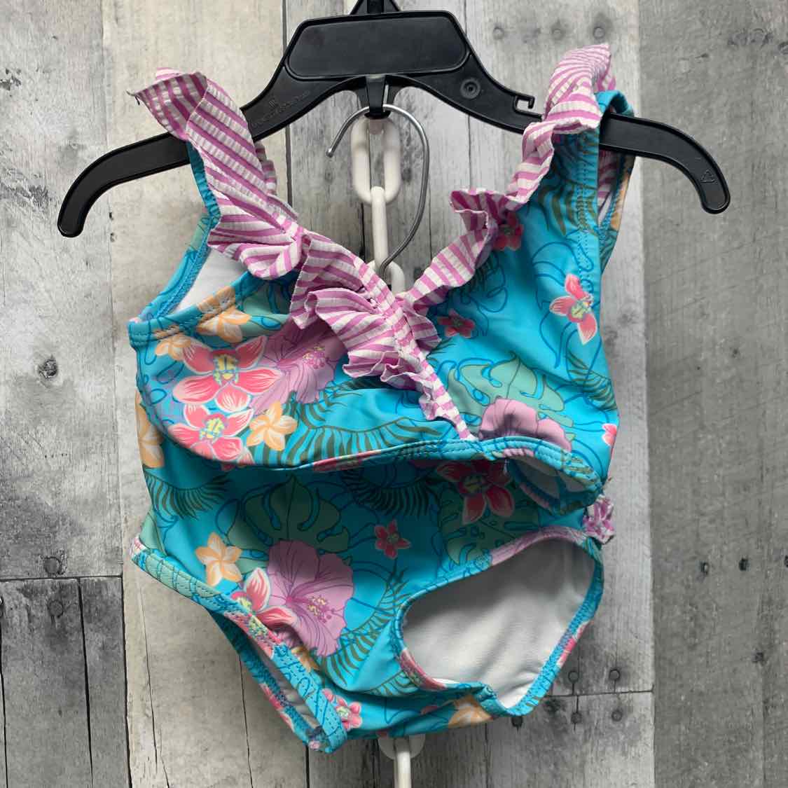 Size 2T Blue/Purple Ruffle Butts Swim Suit - 2pc+