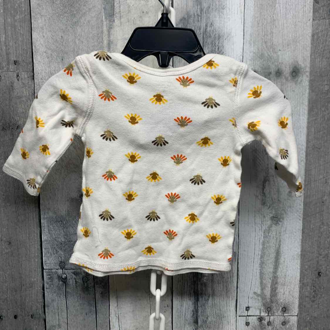 Size 3 Months White/Brown Carter's Long Sleeve Shirt