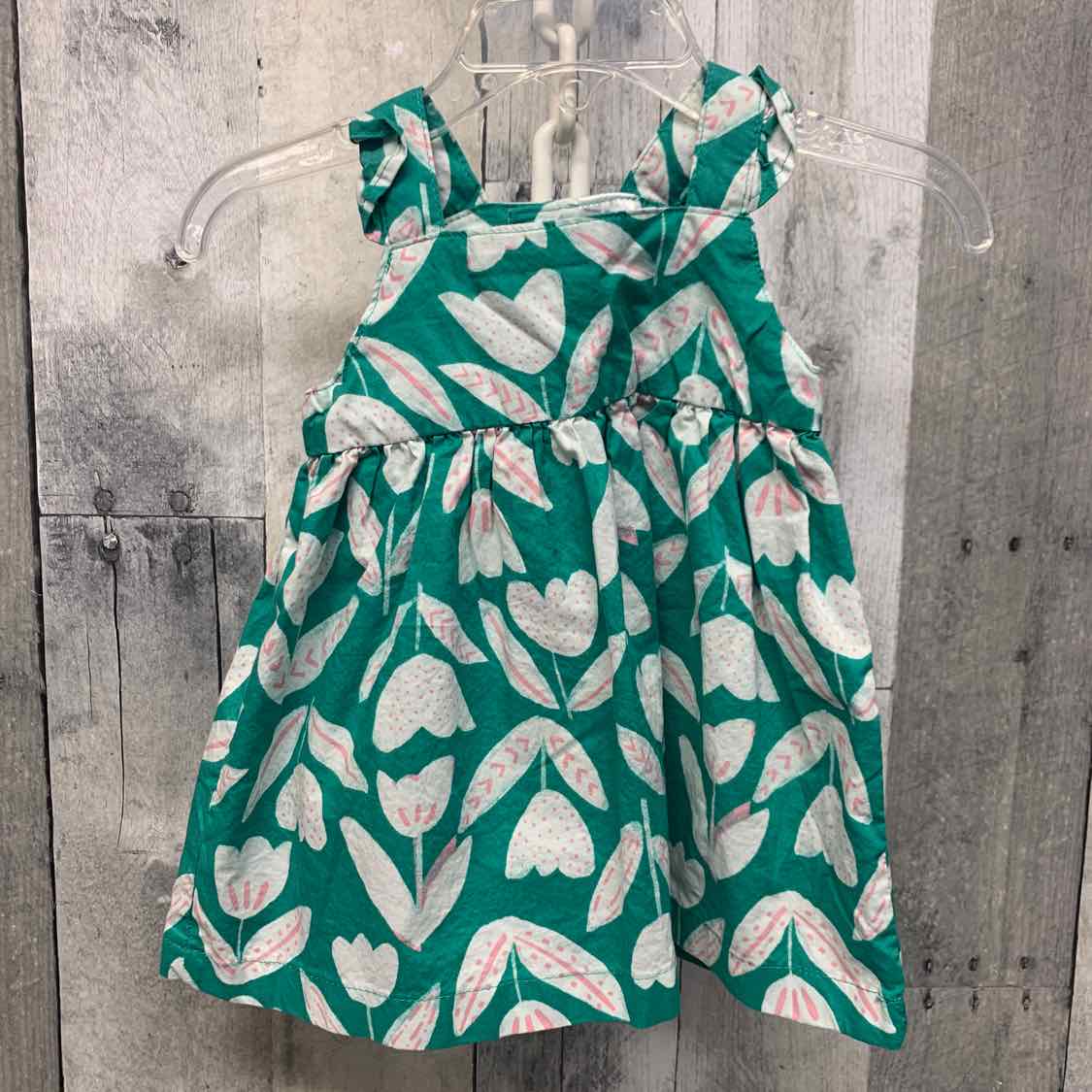 Size 0-3 Months Green Floral Print Just One You Dress