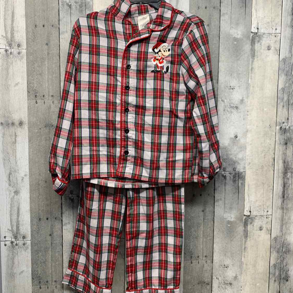 Size 7/8 Red Plaid Disney Store 2pc PJs
