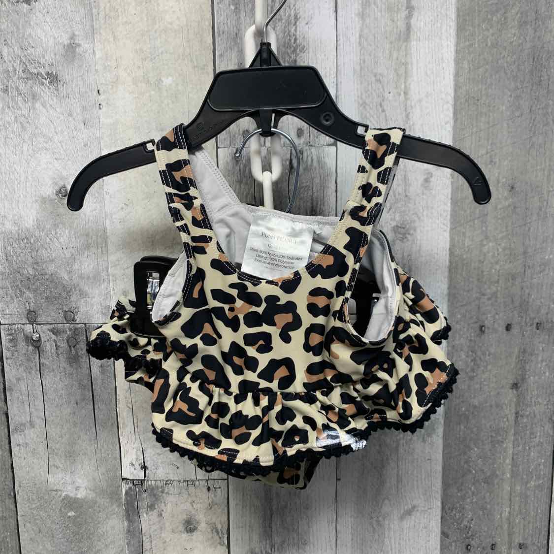 Size 12-18 Months Tan Animal Print Posh Peanut Swim Suit - 2pc+
