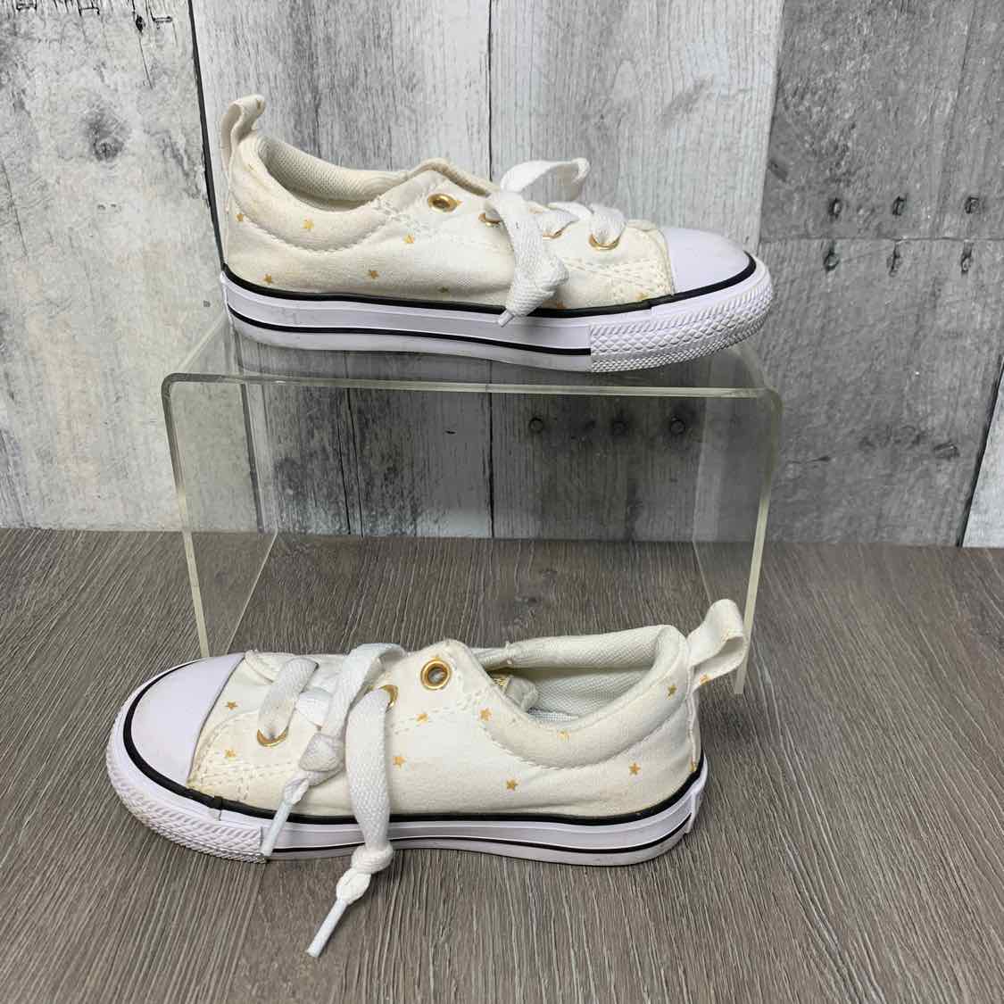 Size 8 White/Gold Converse Sneakers