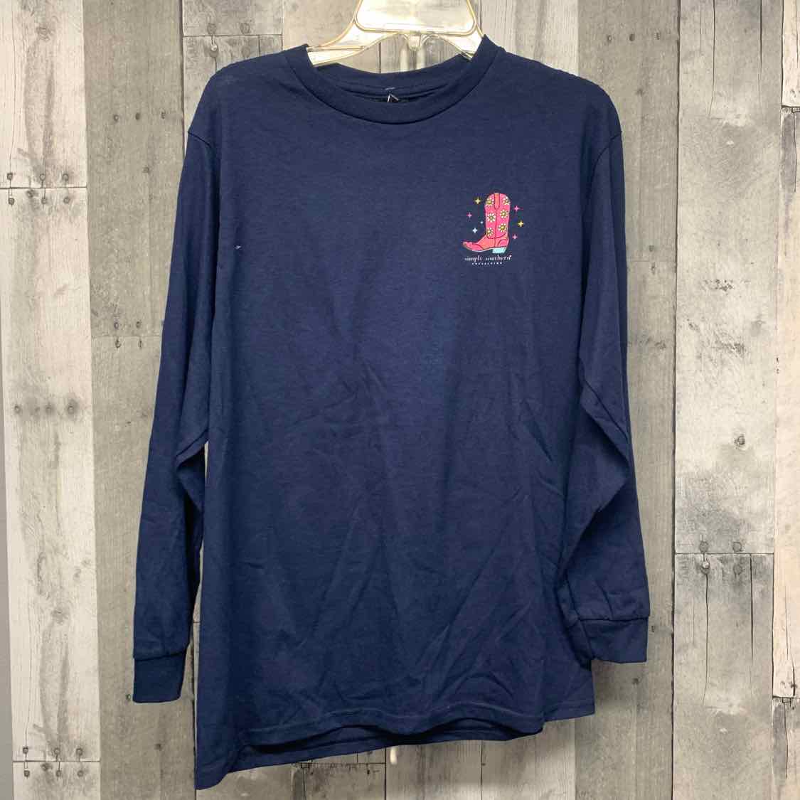 Size Large Navy/Pink Simply Southern Long Sleeve Shirt