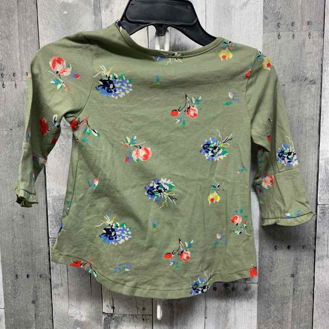 Size 5 Green Floral Print Gap Long Sleeve Shirt