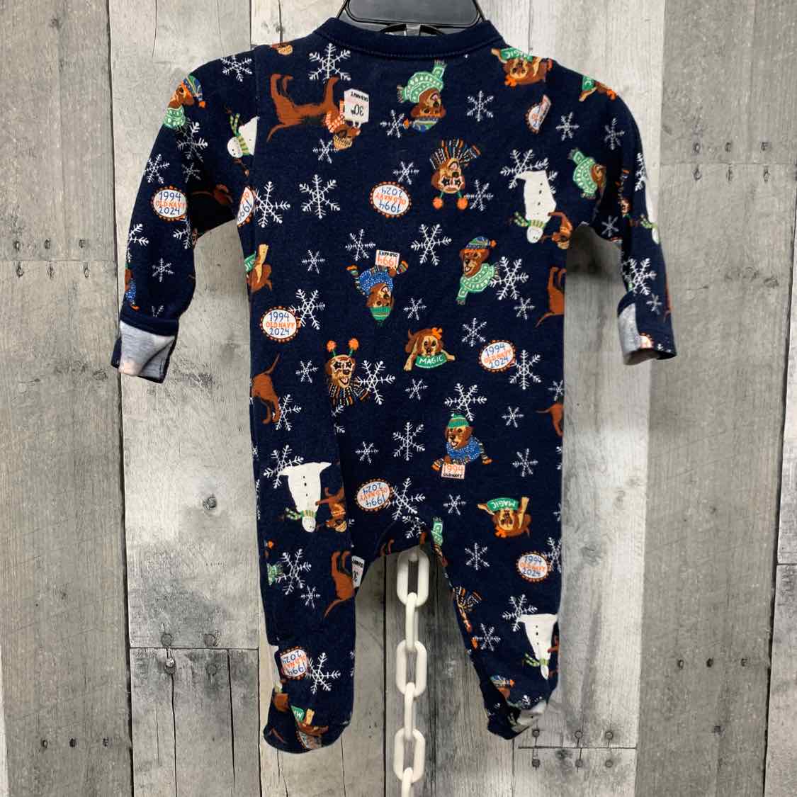 Size 0-3 Months Navy Print Old Navy Footy PJs