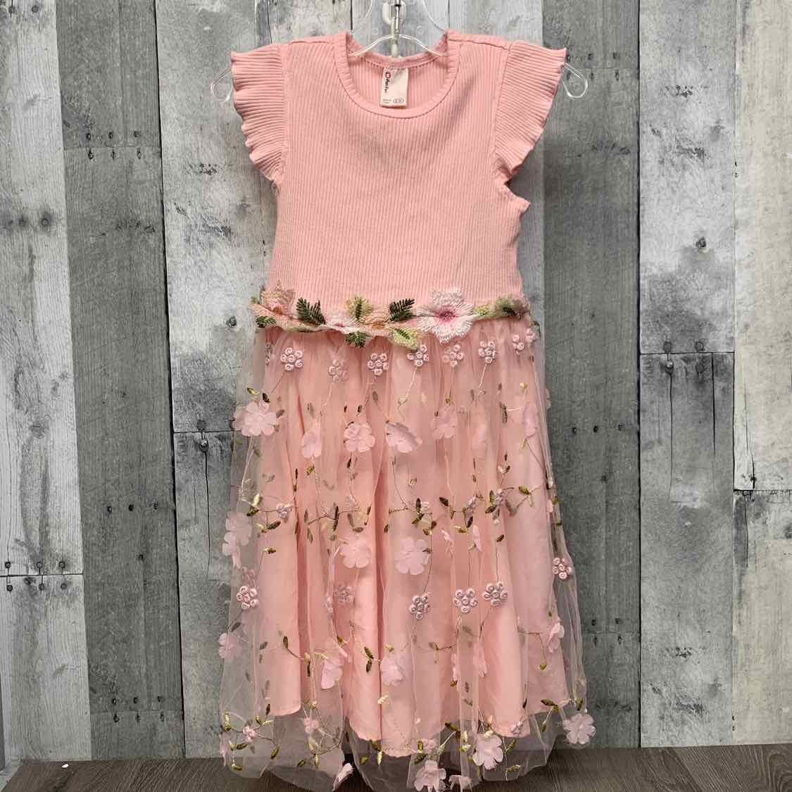 Size 6/7 Pink Floral Print Mid Brand Dress