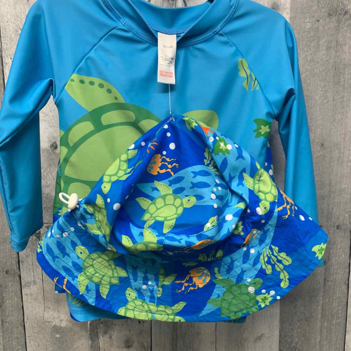 Size 12-18 Months Blue/Green B Brand 2pc+ Swim Suit