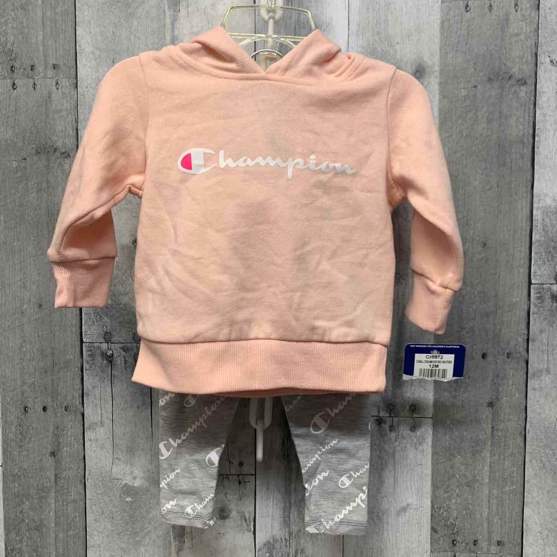 Size 12 Months Coral/Gray Champion Jacket/Pants