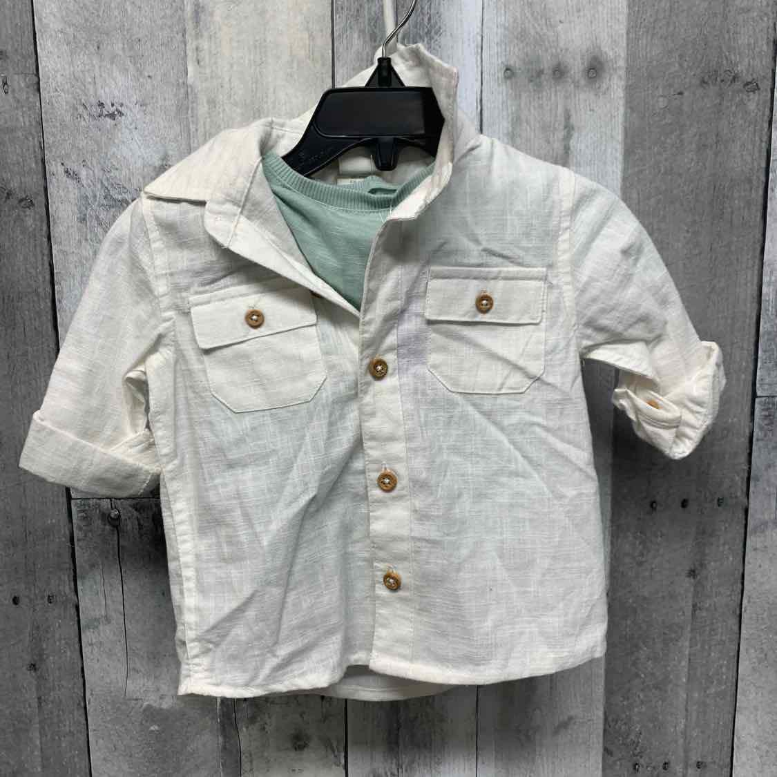 Size 12 Months White/Green B Brand 2pc Top