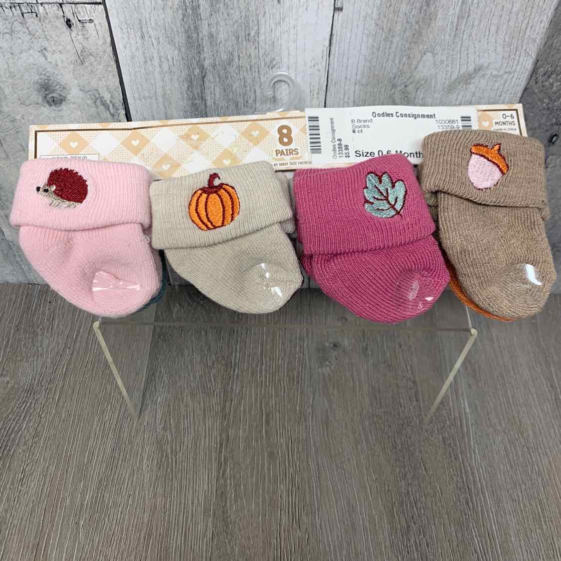 Size 0-6 Months Pink/Brown B Brand Socks