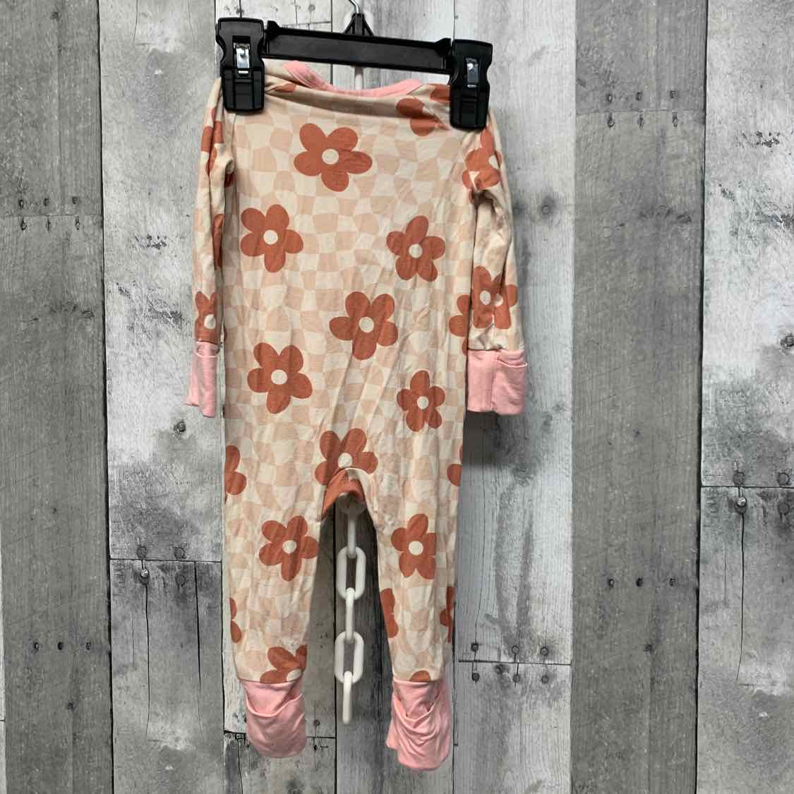Size 0-3 Months Pink Floral Print Boutique Brand Footy PJs