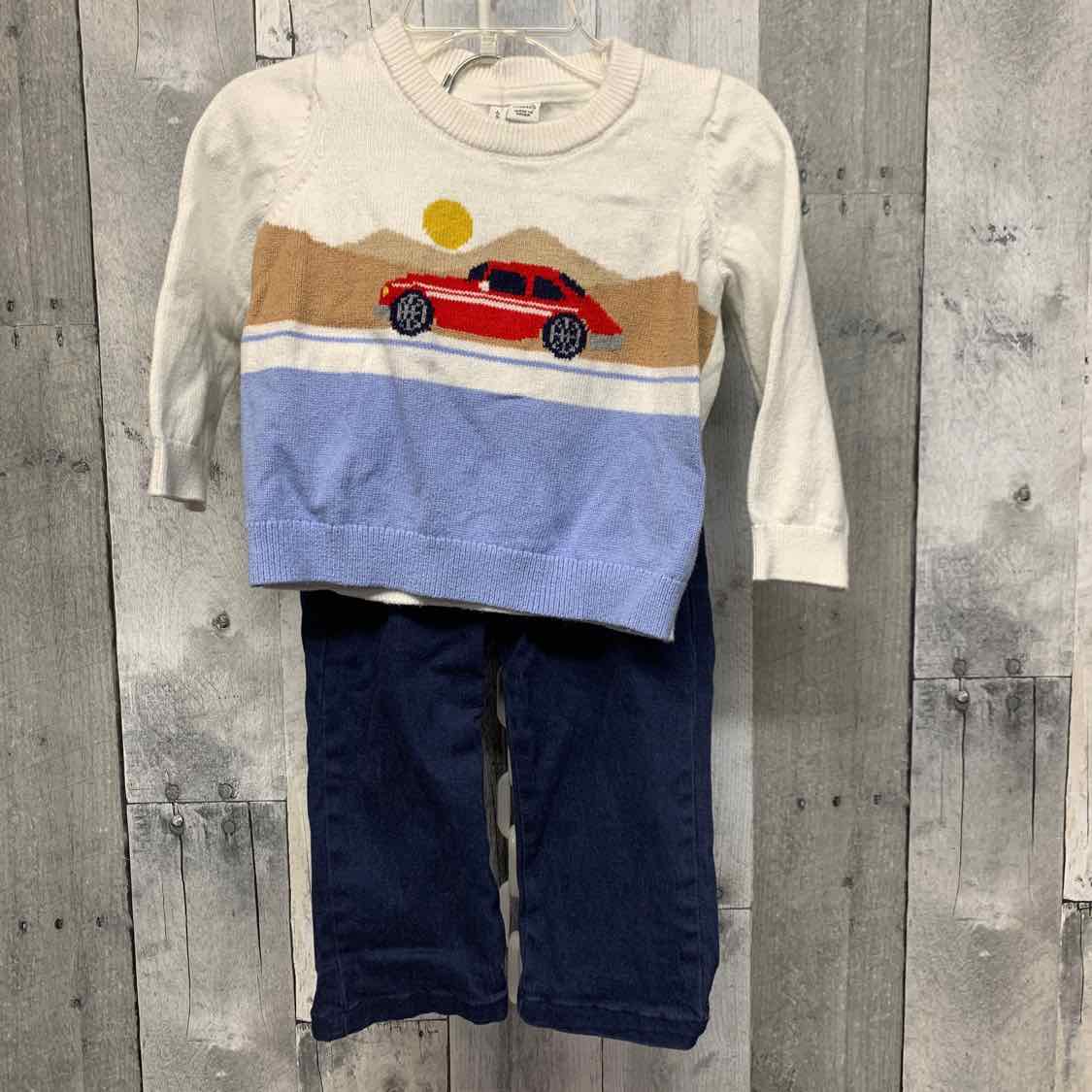 Size 12-18 Months White/Navy Janie & Jack Shirt/Pants