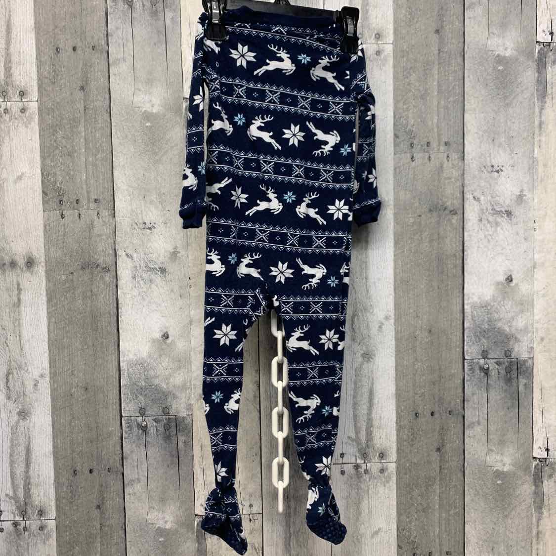Size 12 Months Navy Print Holiday Brands Footy PJs
