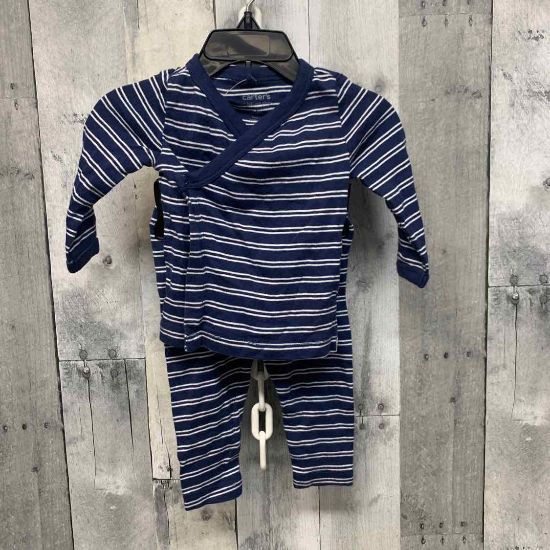 Size 6 Months Navy Striped Just One You Shirt/Pants