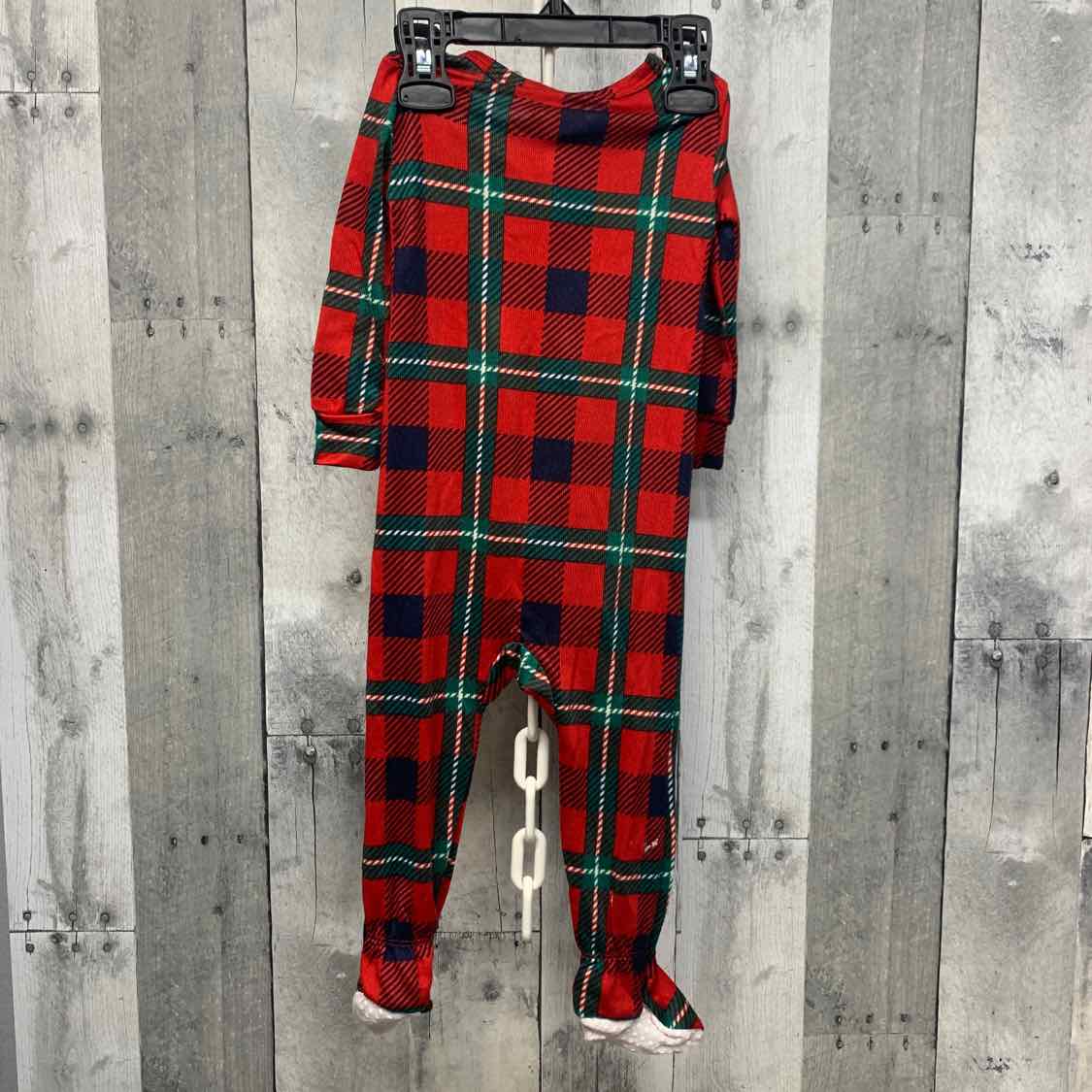 Size 12 Months Red Plaid Members Mark Footy PJs