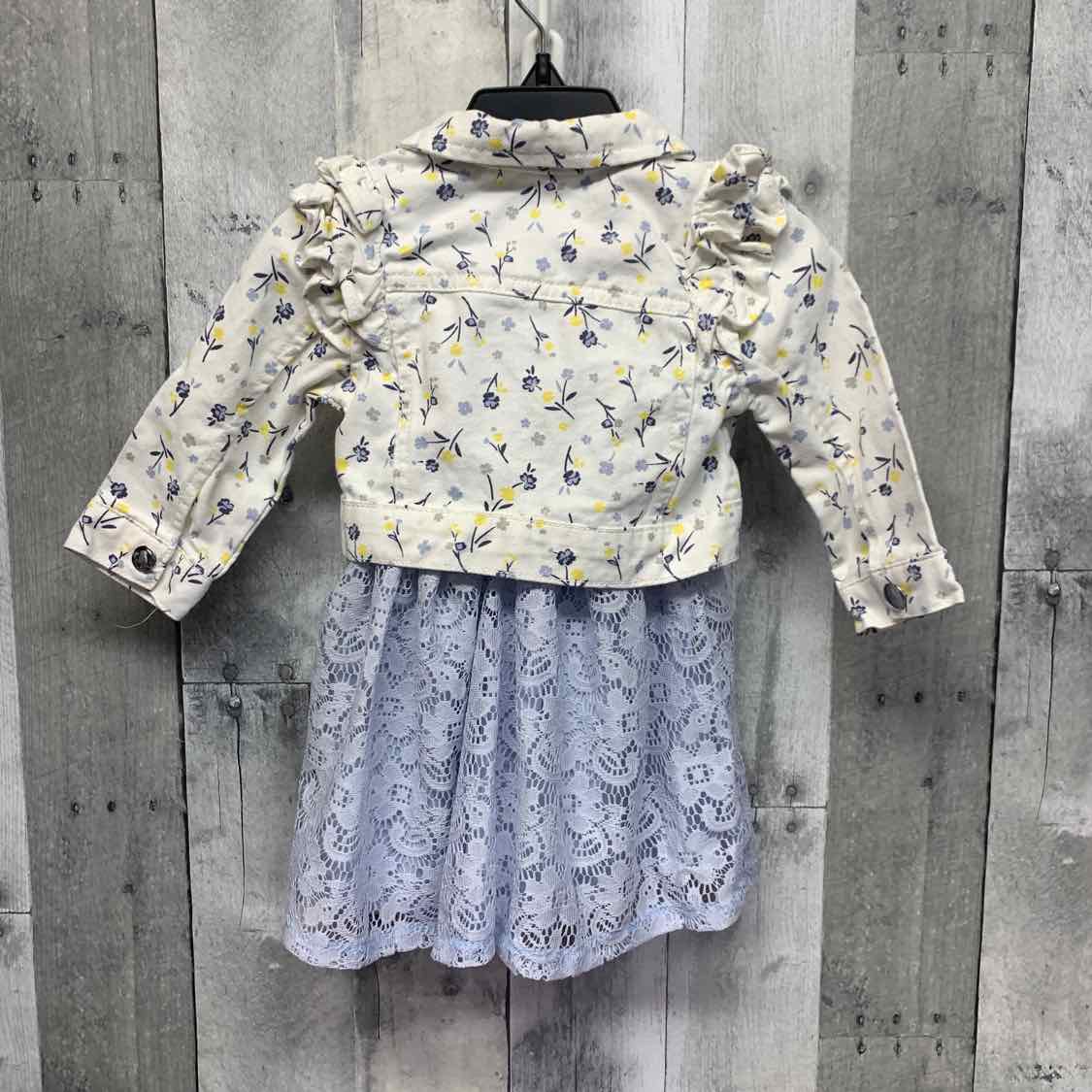 Size 12 Months White/Blue Little Lass 2pc Dress