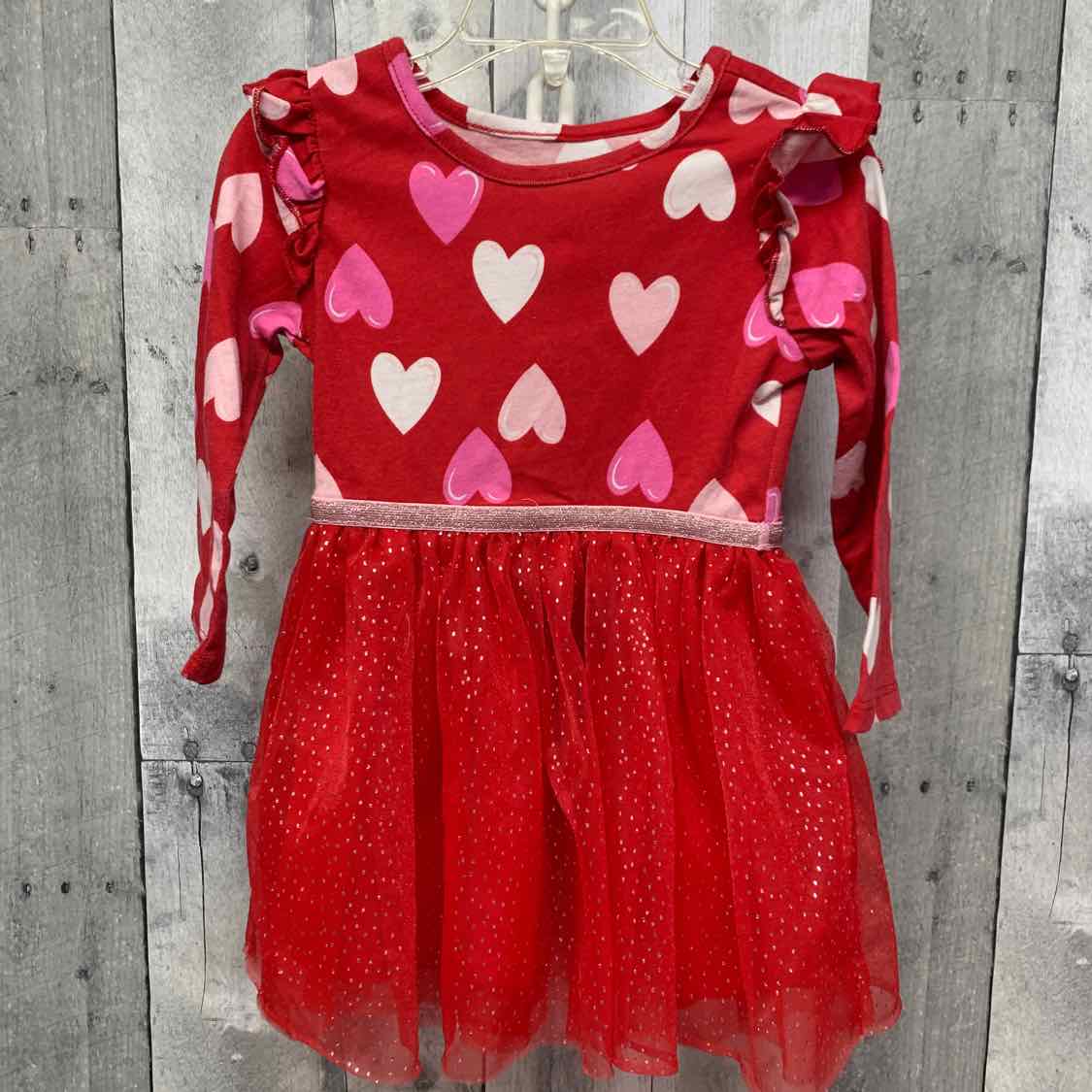 Size 2T Red Print Holiday Brands LS Dress