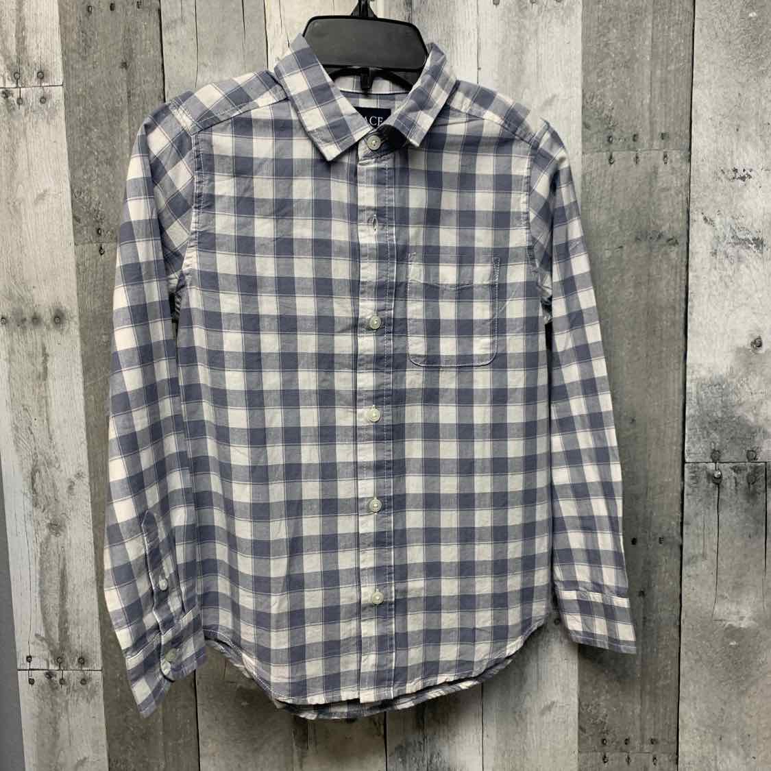 Size 7/8 Gray Checker Children's Place LS Button Up