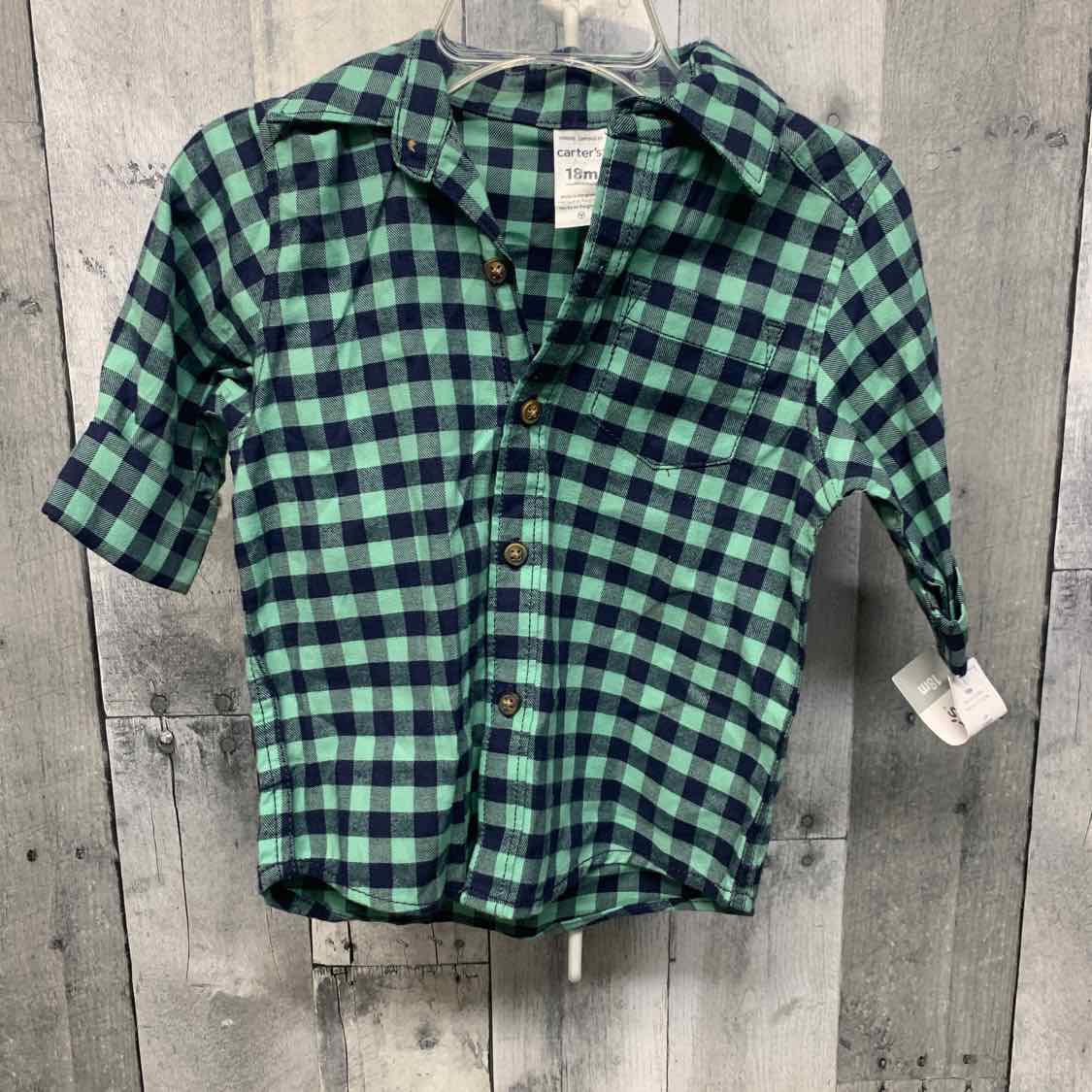 Size 18 Months Green/Blue Carter's LS Button Up