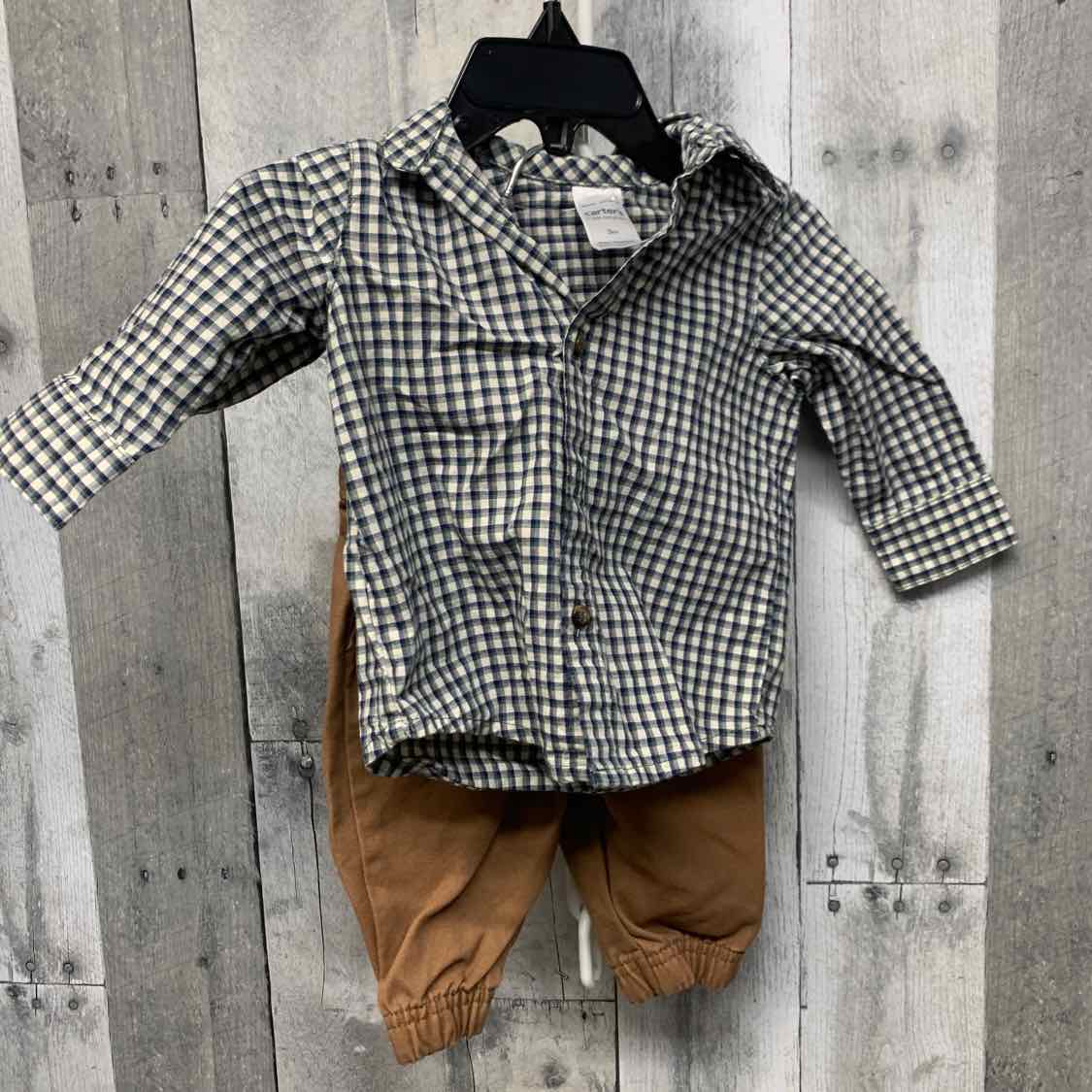 Size 3 Months Navy/Tan Just One You Shirt/Pants