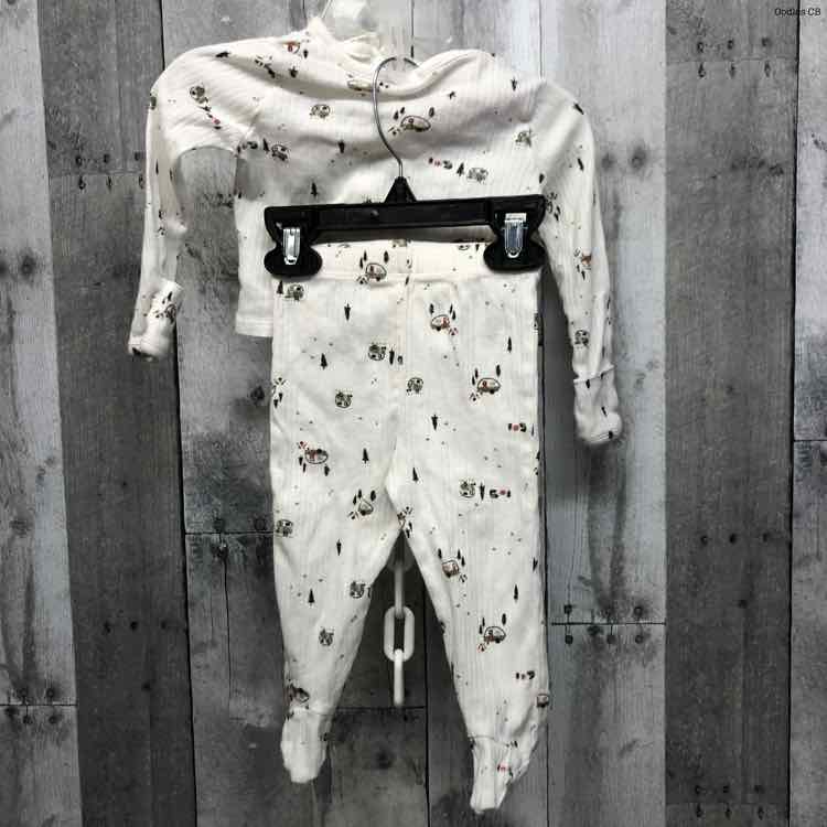 Size 3-6 Months White Print Gerber Shirt/Pants