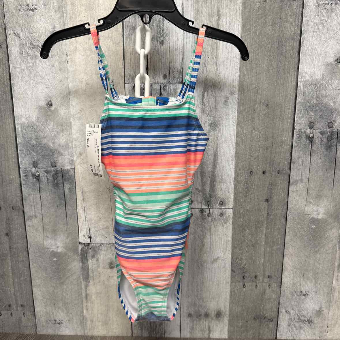 Size 3T Coral/Blue Nautica Swim Suit - 1pc