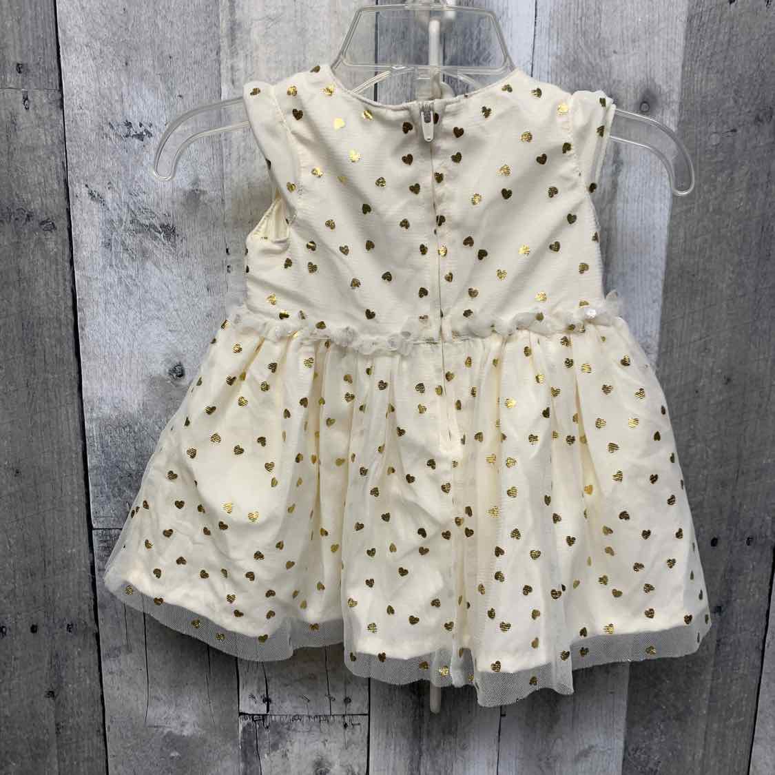 Size 3 Months White/Gold Carter's Dress - Party