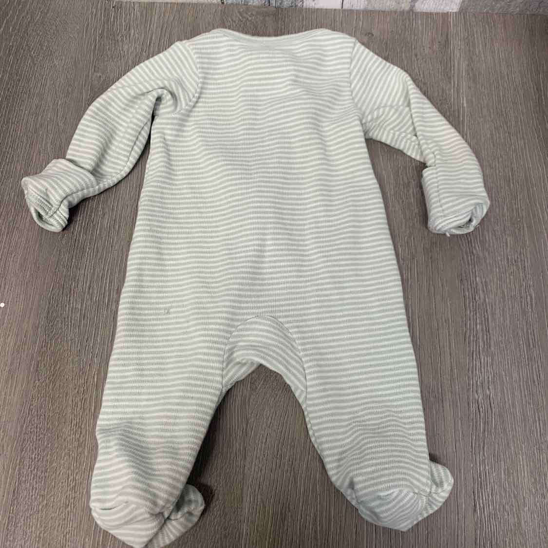 Size Preemie Green/White Child of Mine Footy PJs