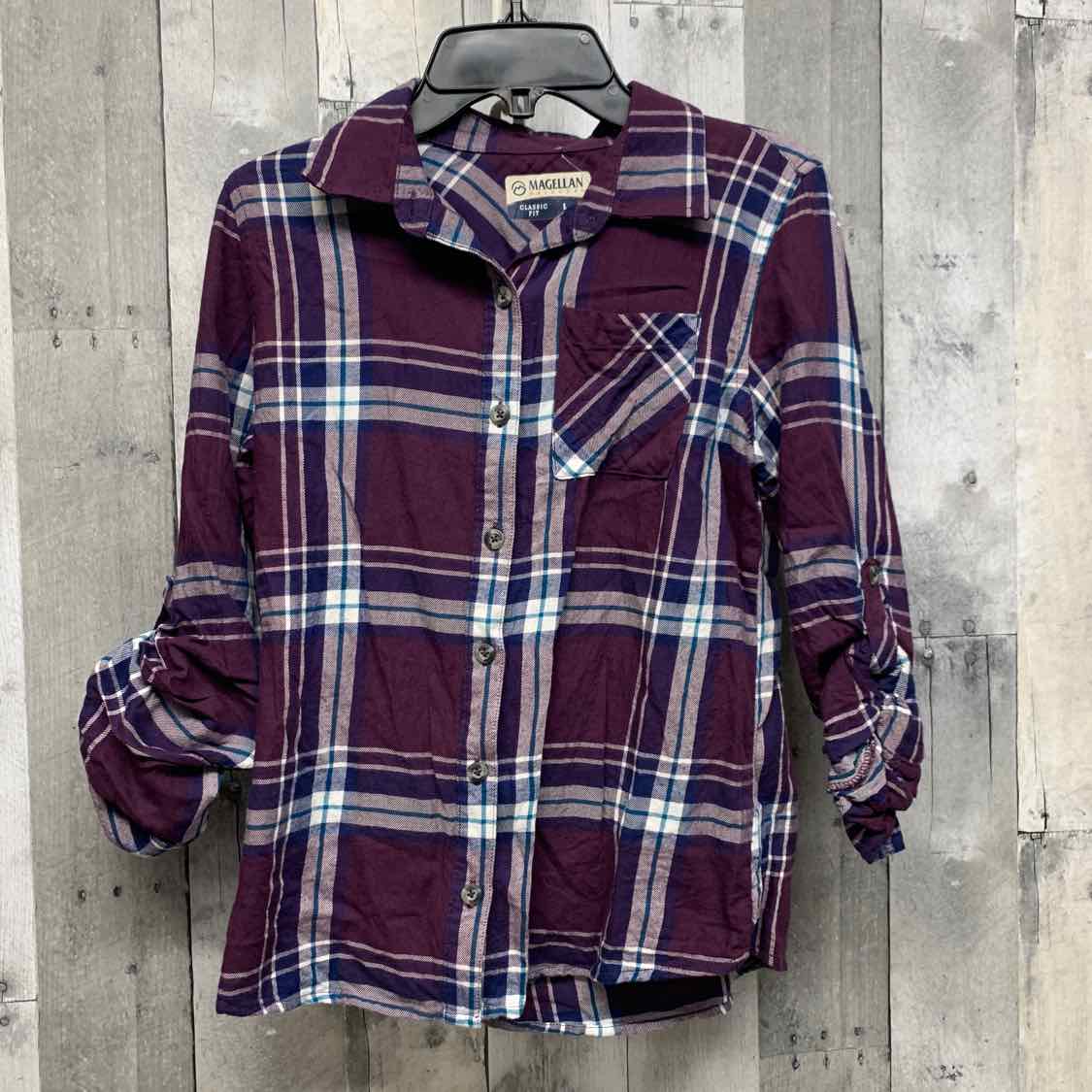 Size Large Purple Plaid Magellan Outdoors LS Button Up