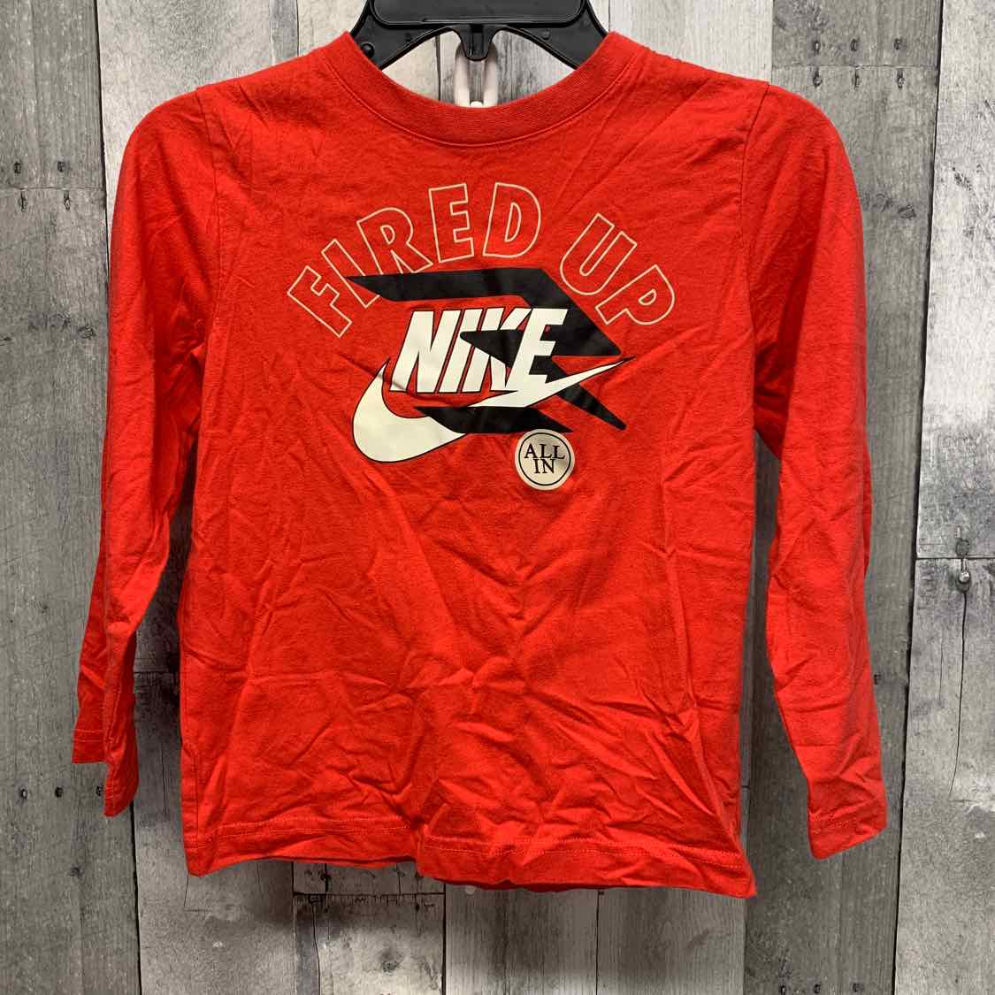 Size 7 Red Graphic Sport Brand Long Sleeve Shirt