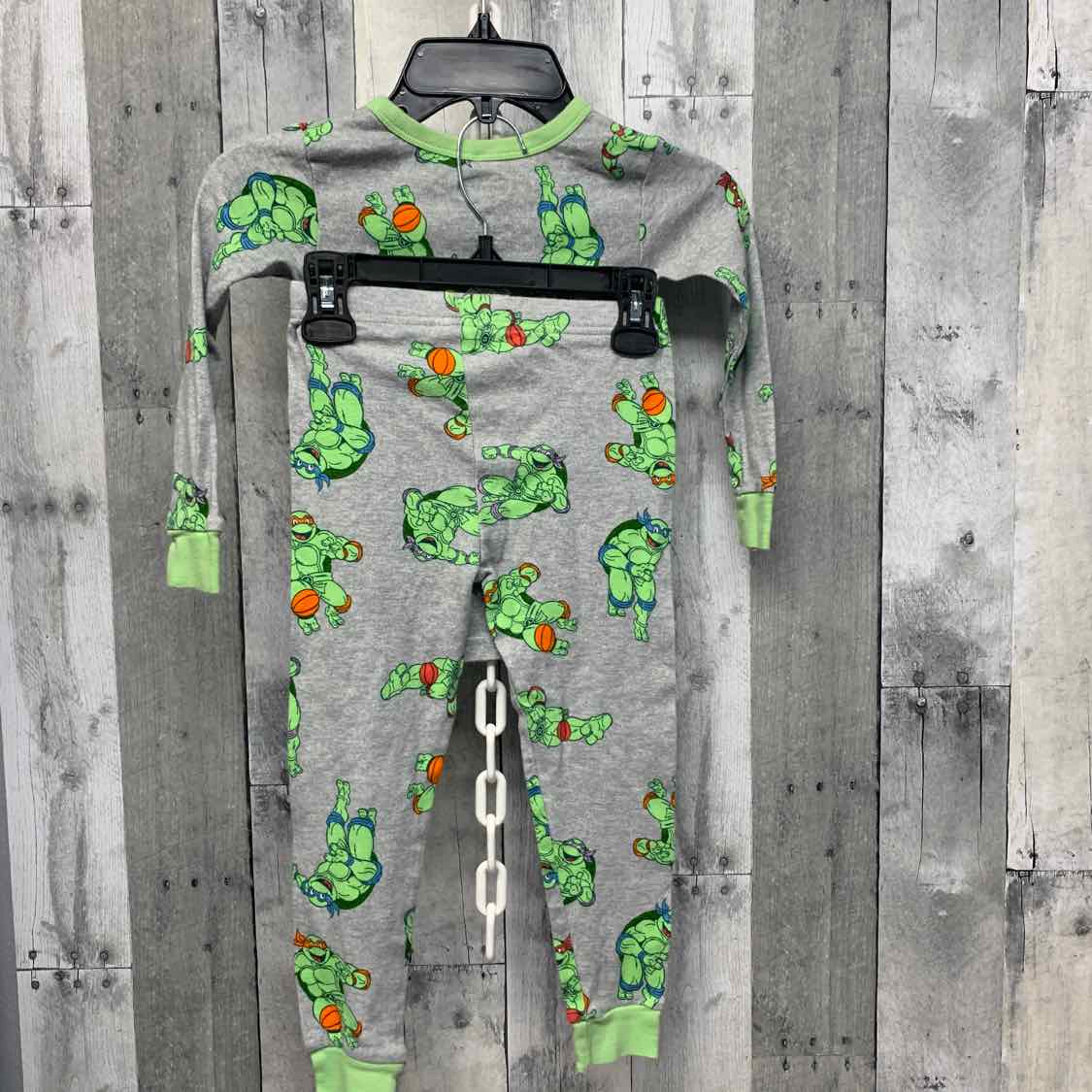 Size 5T Gray/Green TMNT 2pc PJs