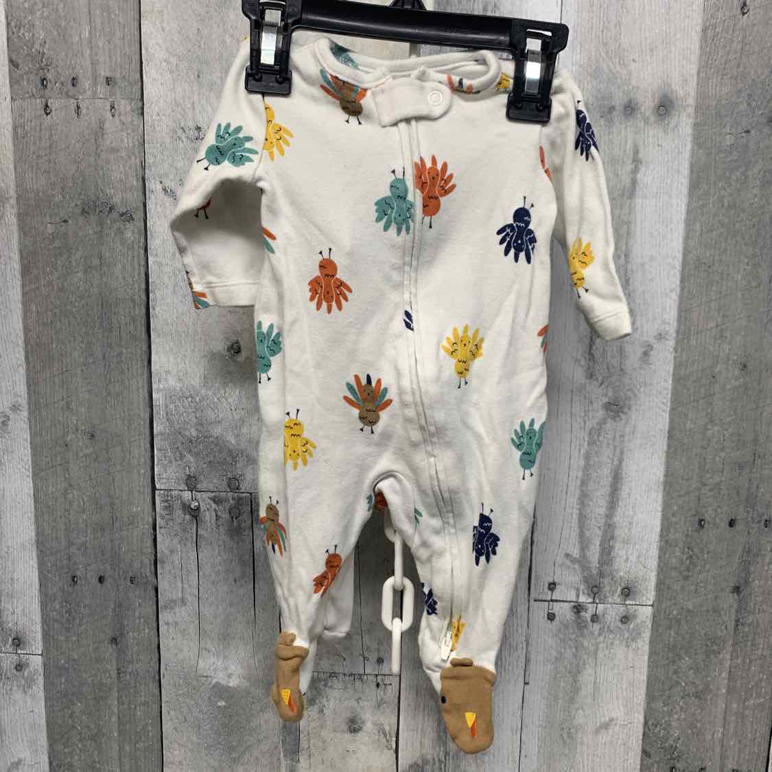 Size 3 Months White Animal Print Just One You Footy PJs