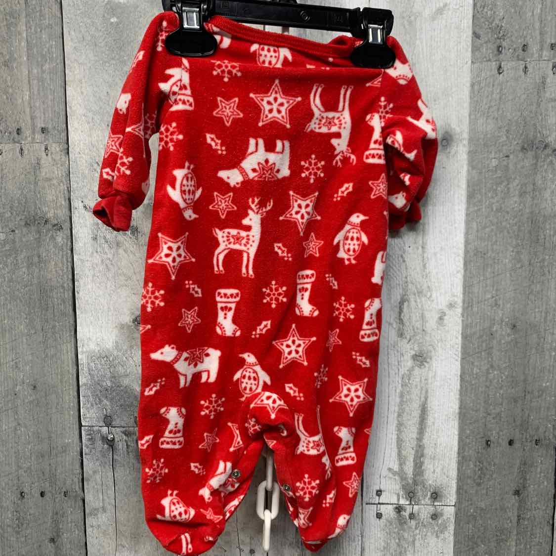 Size 3 Months White/Red Carter's Footy PJs