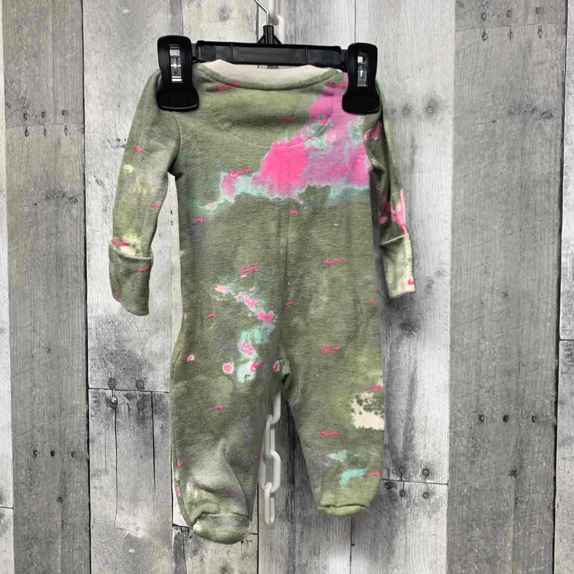 Size Newborn Green/Pink Sport Brand Footy PJs - OodlesCB