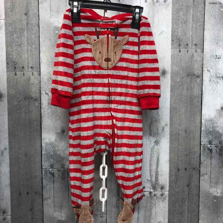 Size 9 Months Red/Gray Just One You Footy PJs