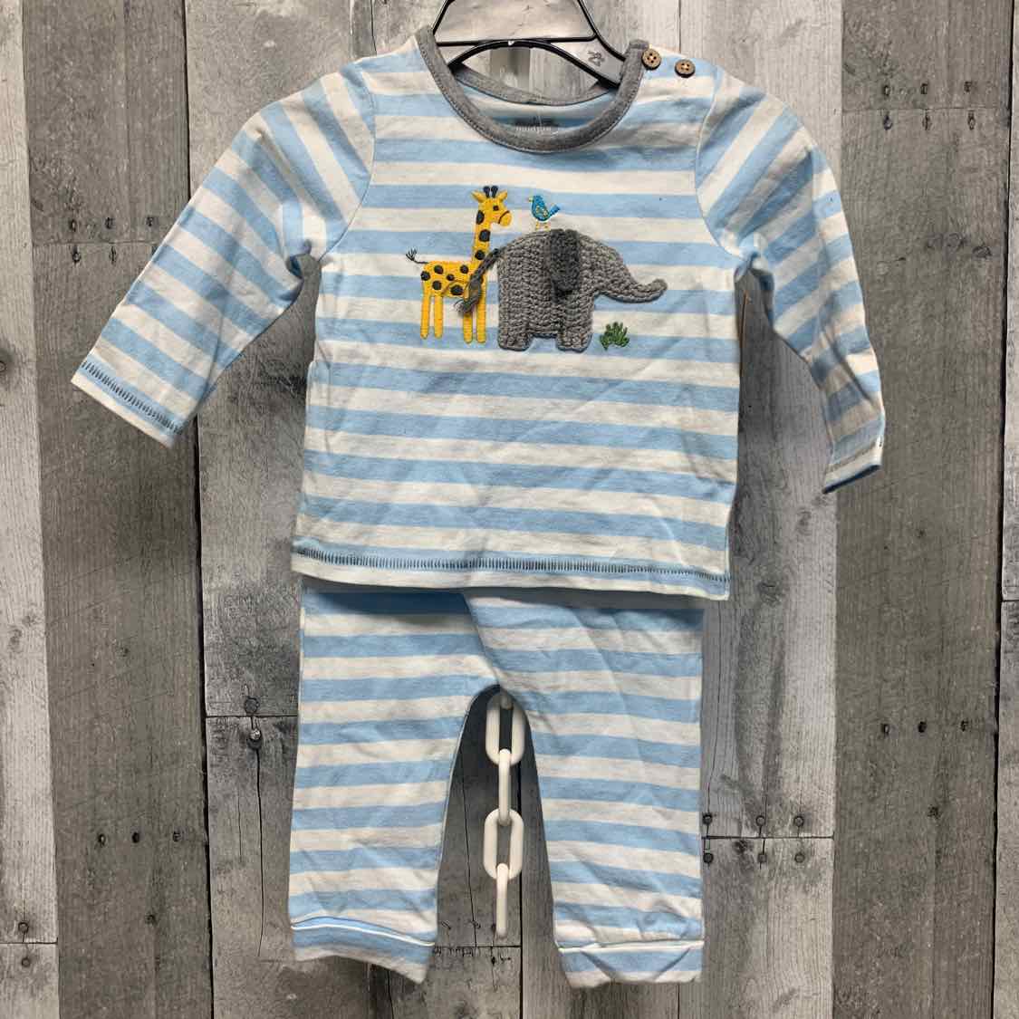Size 3-6 Months Blue Striped Mud Pie Shirt/Pants
