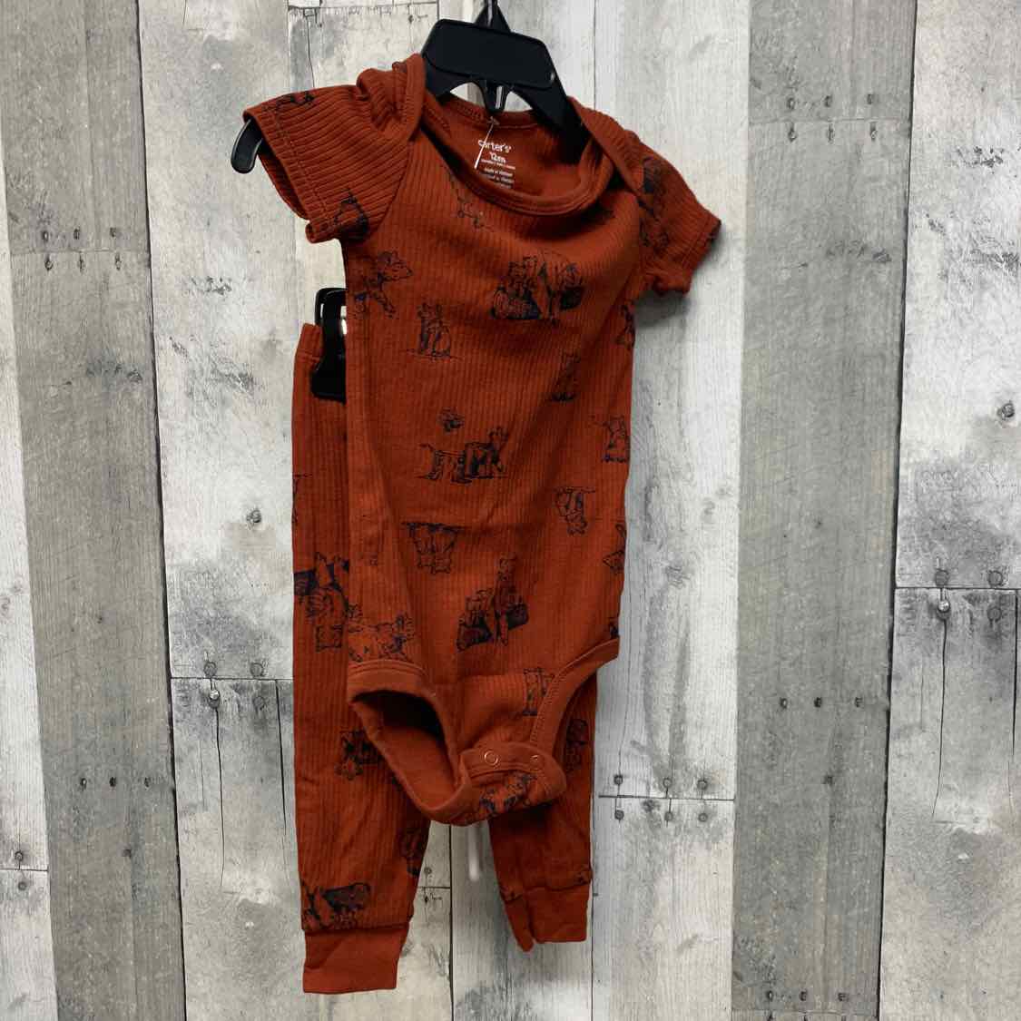 Size 12 Months Brown Print Carter's Shirt/Pants