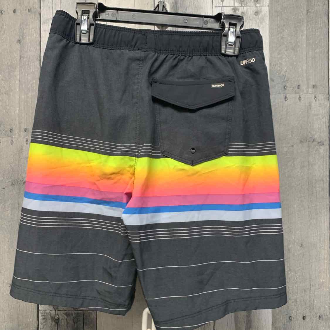 Size 10/12 Gray/Yellow Hurley Swim Trunks