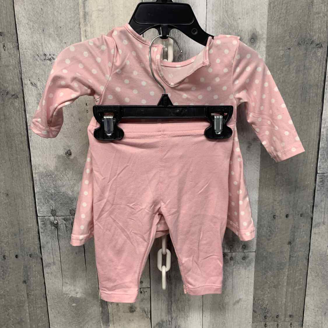 Size 0-3 Months Pink/White B Brand Shirt/Leggings